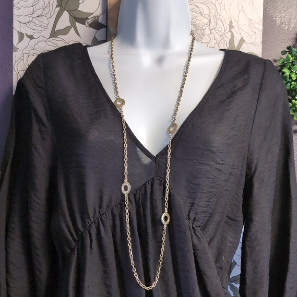 Hammered Donut Style Gold Chain Necklace - Picture 5 of 8